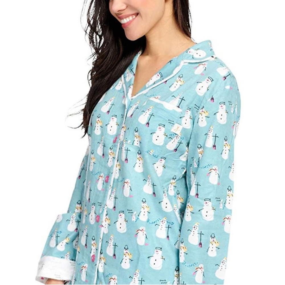 Munki Munki Flannel Snowman Pajama Set NWT